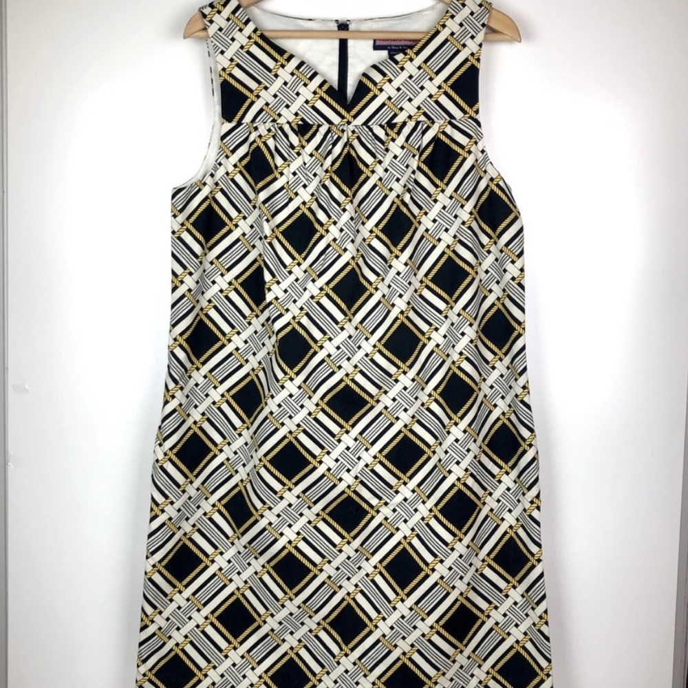 Vineyard Vines Navy Yellow Nautical Rope Dress size 12